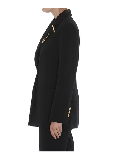 Shop Versace Medusa Safety Pin Logo Blazer In Black