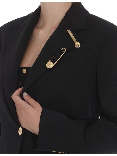 Shop Versace Medusa Safety Pin Logo Blazer In Black