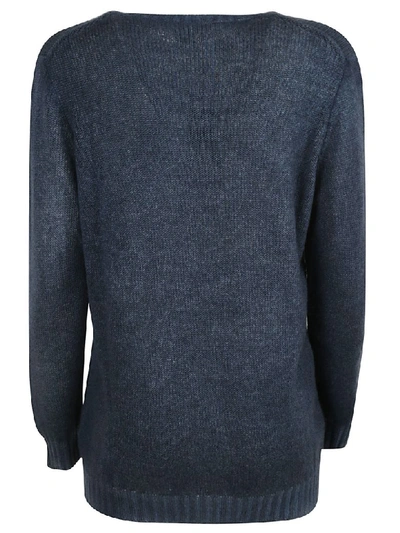 Shop Avant Toi Off-gauge Floral Print Sweater In Blue