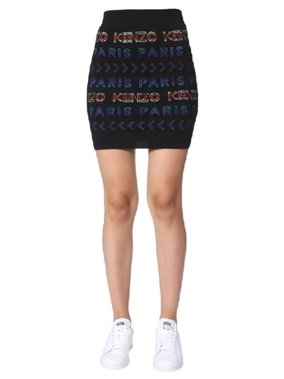Shop Kenzo Knitted Mini Skirt In Multicolor