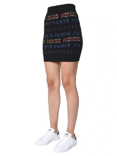 Shop Kenzo Knitted Mini Skirt In Multicolor