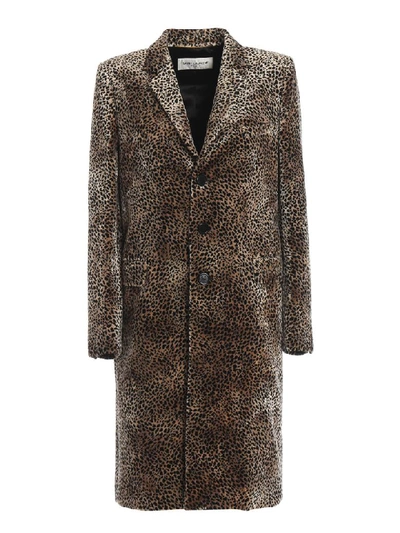 Shop Saint Laurent Coat Chesterfield In Beige Black