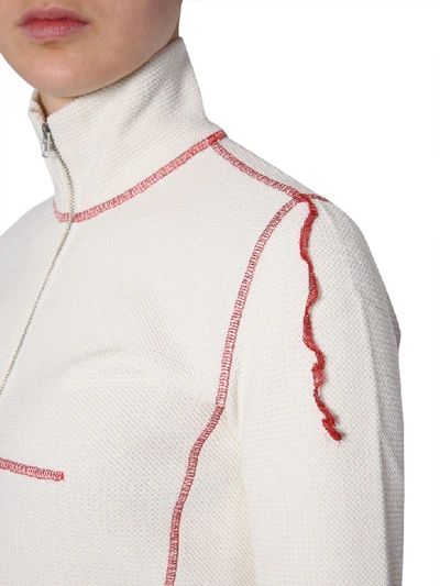 Shop Mm6 Maison Margiela High Collar Cardigan In Bianco