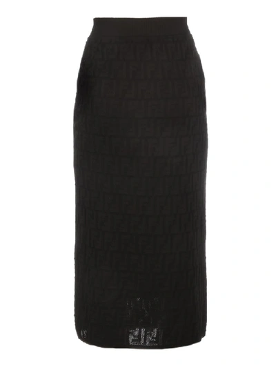 Shop Fendi Ff Cotton Skirt In Gme Black