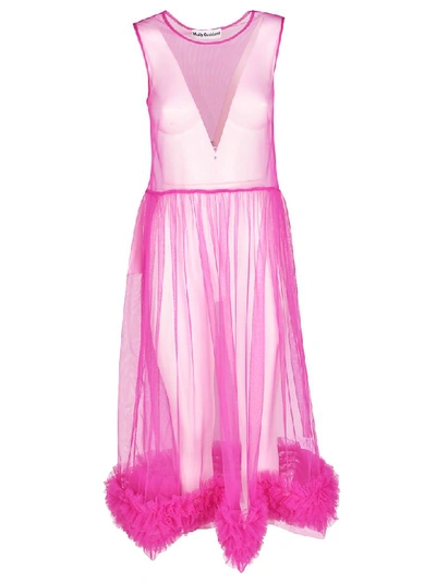 Shop Molly Goddard Transparent Dress In Magenta