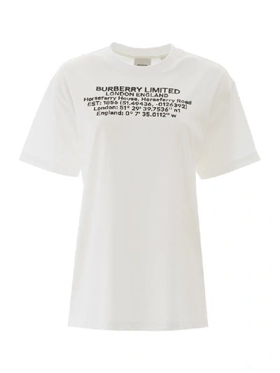 Shop Burberry T-shirt With Coordinates In White (white)