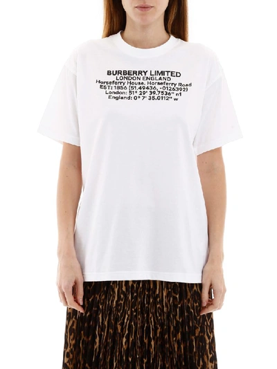 Shop Burberry T-shirt With Coordinates In White (white)
