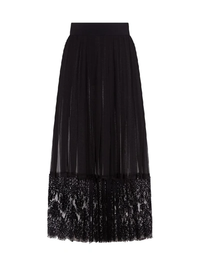 Shop Dolce & Gabbana Lace Silk Georgette Skirt/georgette Seta Pizzo In Black