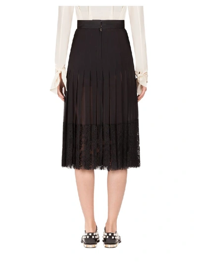 Shop Dolce & Gabbana Lace Silk Georgette Skirt/georgette Seta Pizzo In Black