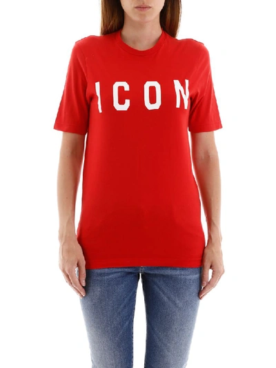 Shop Dsquared2 Icon T-shirt In Red White Print (red)