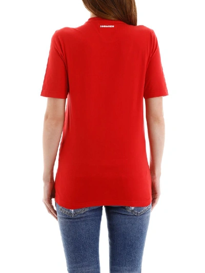 Shop Dsquared2 Icon T-shirt In Red White Print (red)