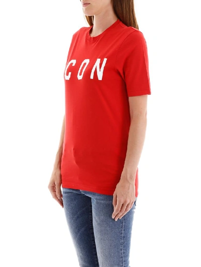 Shop Dsquared2 Icon T-shirt In Red White Print (red)