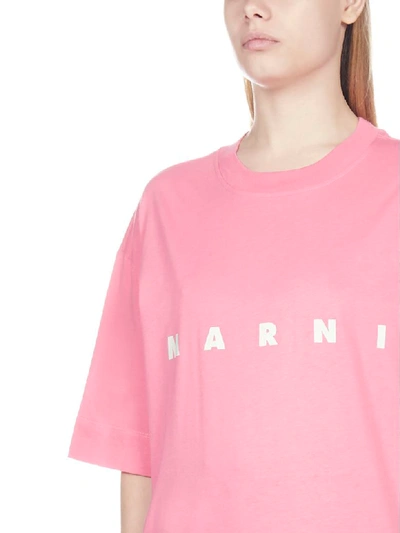 Shop Marni Logo Short Sleeve T-shirt In Pink Candy