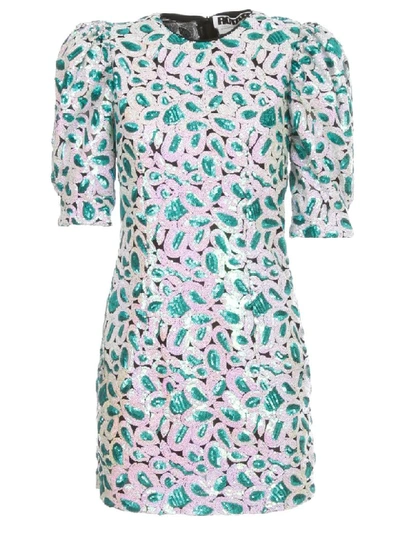Shop Rotate Birger Christensen Christina Sequin Dress S/s Printed In Orchid Ice Comb