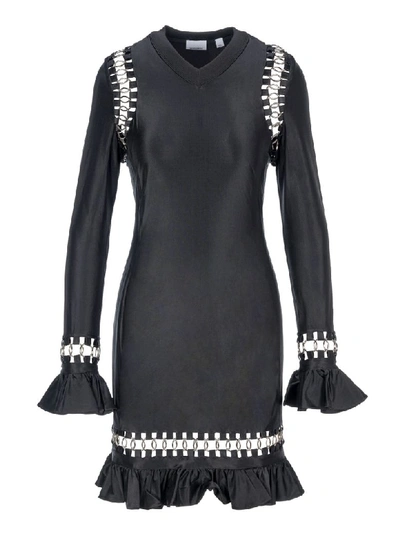 Shop Burberry Ring-embellished Mini Dress In Black