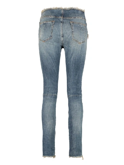 Shop Ben Taverniti Unravel Project Distressed High-rise Skinny Jeans In Denim