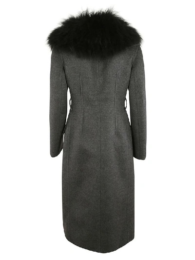 Shop Prada Faux Fur Coat In Black