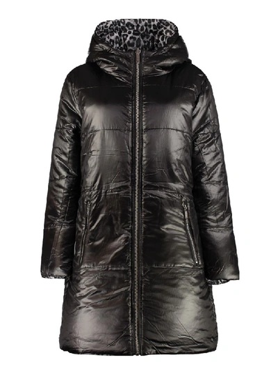 Shop Michael Michael Kors Reversible Hooded Down Jacket In Grey