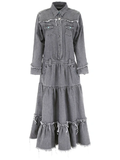 Shop Alanui Denim Dress In Silverlake Wash (grey)