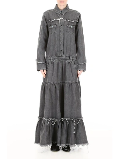 Shop Alanui Denim Dress In Silverlake Wash (grey)