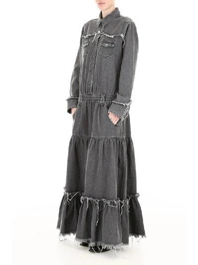 Shop Alanui Denim Dress In Silverlake Wash (grey)