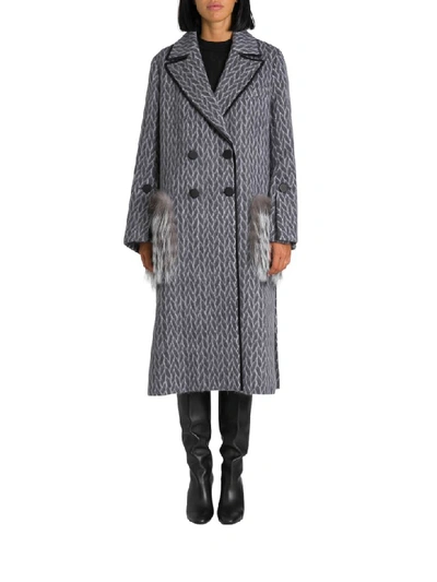 Shop Fendi Coat With Fur Pockets In Grigio