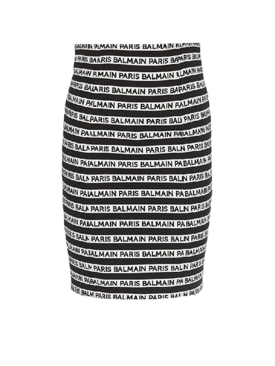 Shop Balmain Skirt In Black/white
