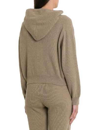 Shop Nanushka Mog Ribbed Cashmere Blend Hoodie In Beige