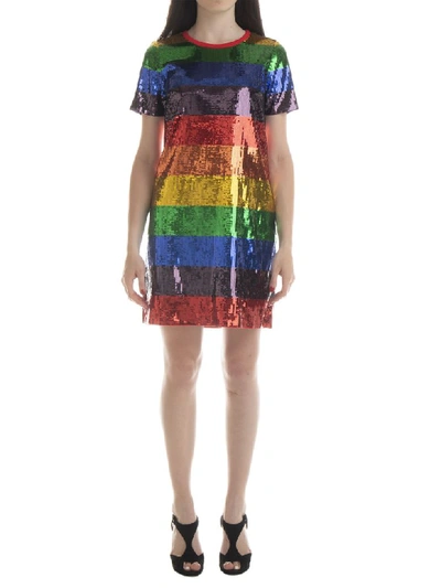 Shop Michael Michael Kors Rnbw Seqstripe Dress In Rainbow Multi