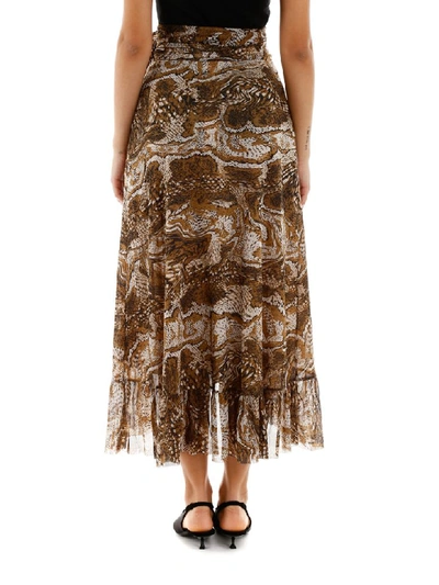 Shop Ganni Printed Skirt In Tigers Eye (brown)