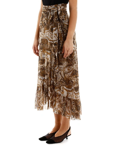 Shop Ganni Printed Skirt In Tigers Eye (brown)