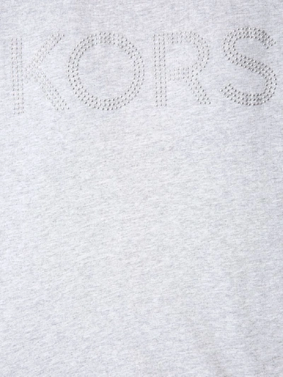 Shop Michael Michael Kors Printed Logo T-shirt With Studs In Grigio