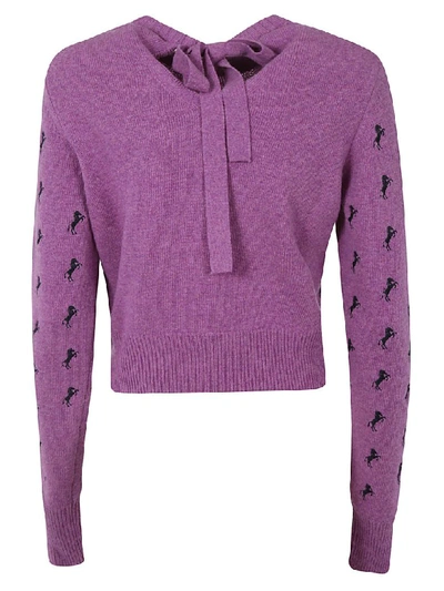 Shop Chloé Tie Detail Sweater In Sparkling Purple