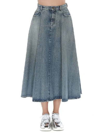 Shop Miu Miu Denim Iconic Skirt In Blue