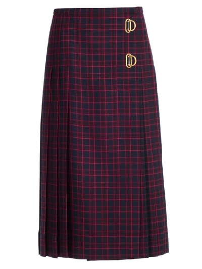 Shop Burberry Checked Skirt In Navy Ip Check