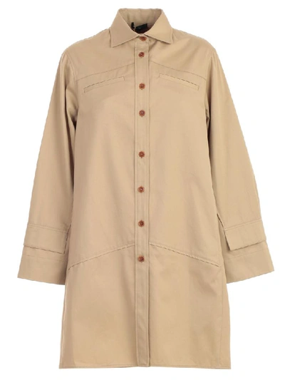 Shop Jejia Trench Shirt Over Cotton In Beige