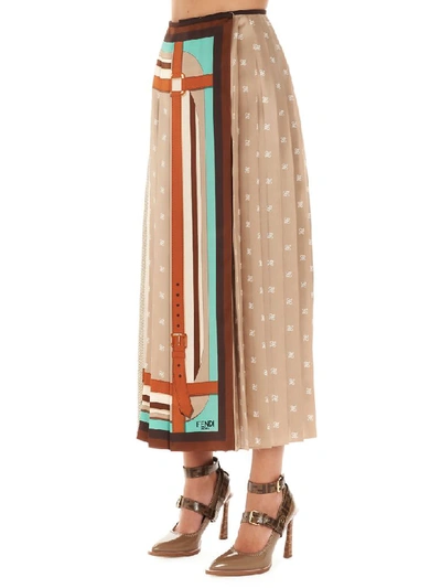Shop Fendi Foulard Logo Karligraphy Skirt In Multicolor