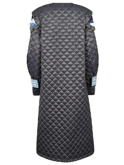 Shop Off-white Quilted Long Coat In Grey