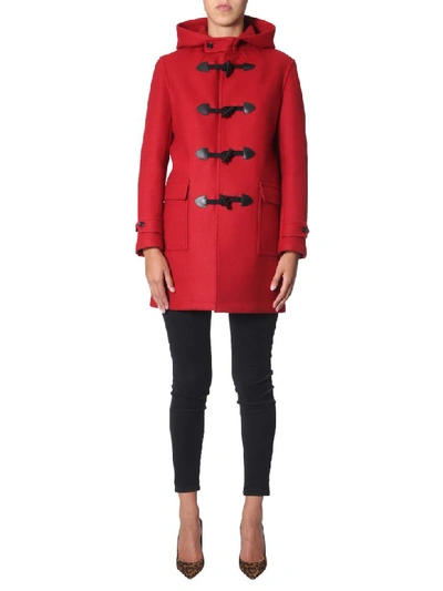 Shop Saint Laurent Duffle Coat In Rosso