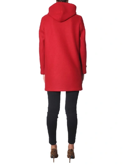 Shop Saint Laurent Duffle Coat In Rosso