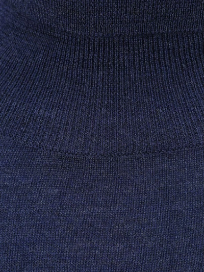 Shop Jw Anderson Knot Detail High Neck Sweater In Navy Blue