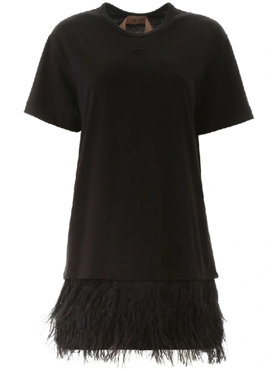 Shop N°21 Mini Dress With Feathers In Black (black)
