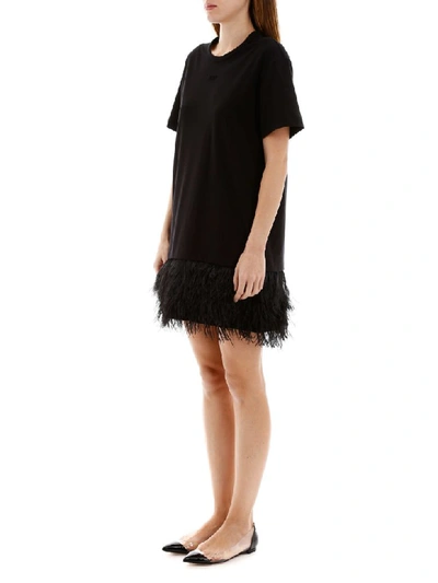 Shop N°21 Mini Dress With Feathers In Black (black)
