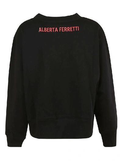 Alberta Ferretti Topo Gigio Print Cotton Sweatshirt In Black