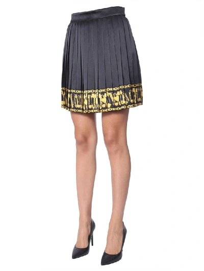 Shop Versace Pleated Skirt In Nero