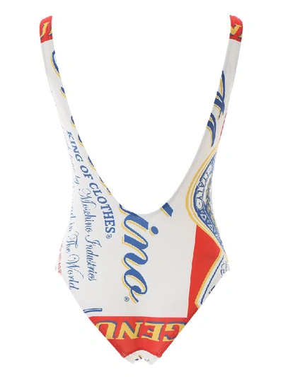 Shop Moschino Budweiser Swimsuit In Fantasia Rosso 112 (white)