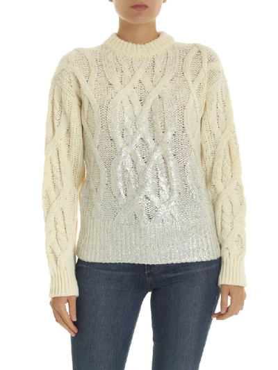 Shop Pinko Sweater In Ecru/argento