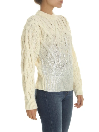 Shop Pinko Sweater In Ecru/argento