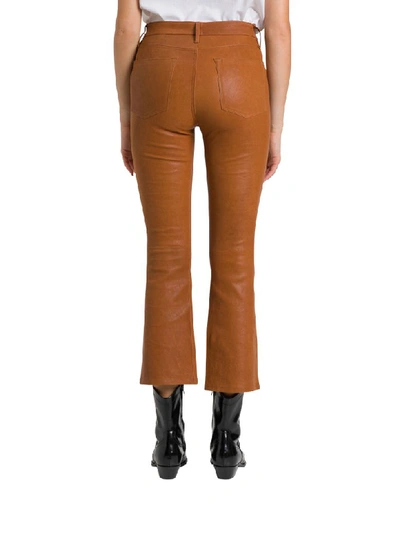 Shop Frame Le Crop Mini Boot Leather Pants In Marrone