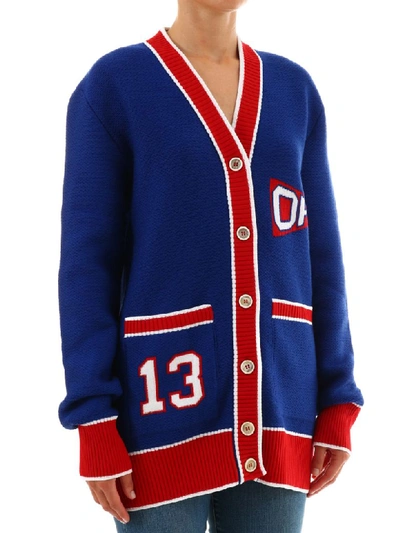 Shop Off-white Flag Cardigan In Blue